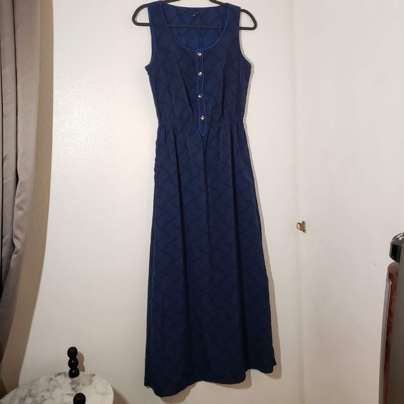 NEW Women's long Sleeveless polo Dress Maxi Size Small  Blue Black S Geometric - Picture 10 of 10